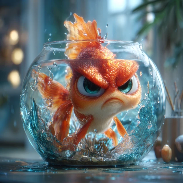 Cute 3D Goldfish with a Judgey Face