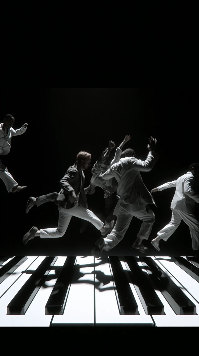 Airpods Ad Dynamic Piano Keys Jumping People