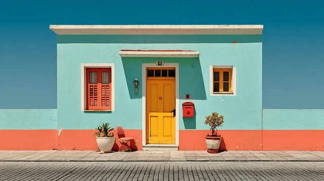 Pastel Building Facade Simple Architecture