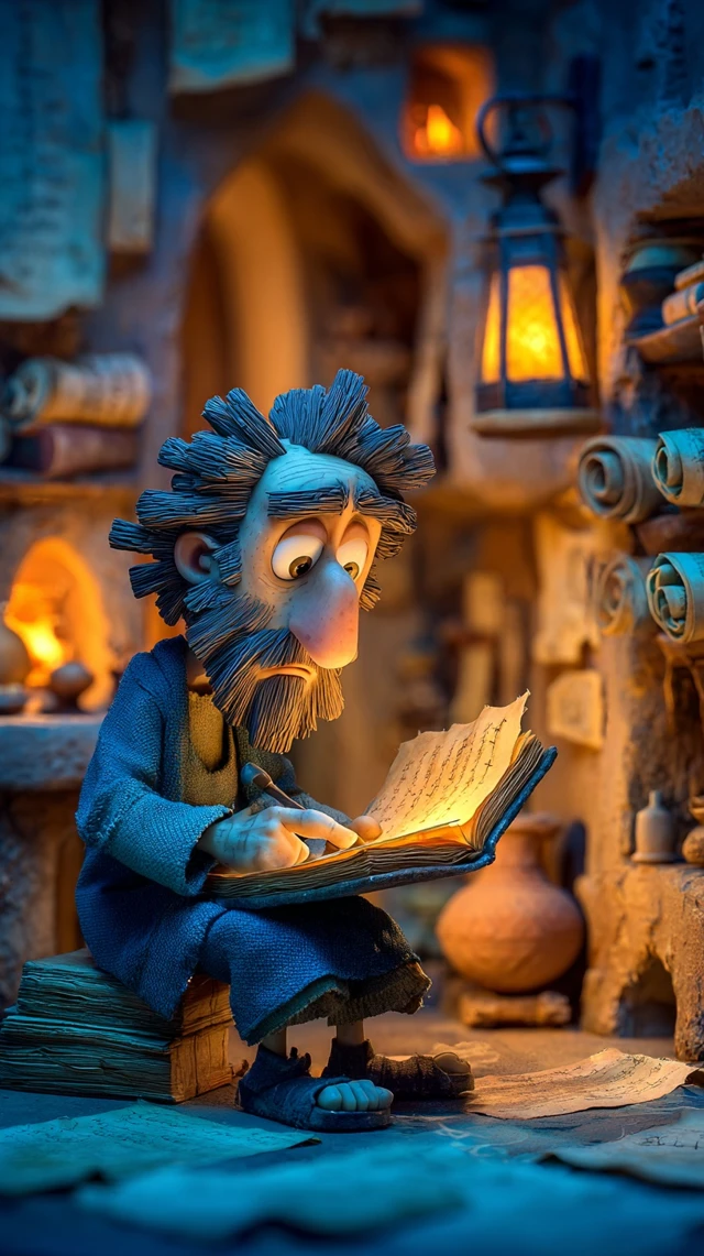 Pixar 3D Timothy Studying Scripture