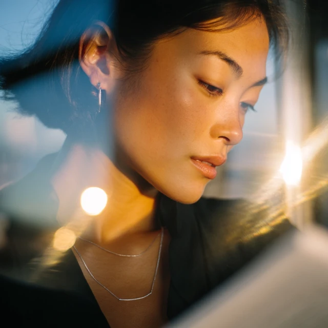 Asian Woman Reading Morning Light