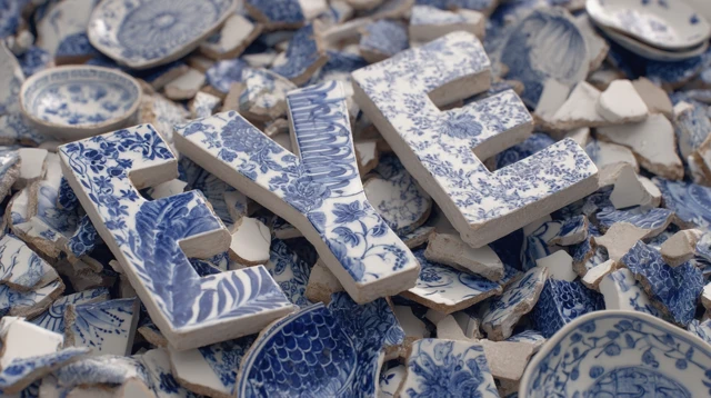 Broken Porcelain Art EYE Arrangement