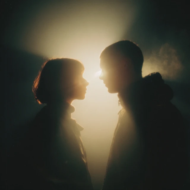 Young Couple Silhouette Vintage Photography