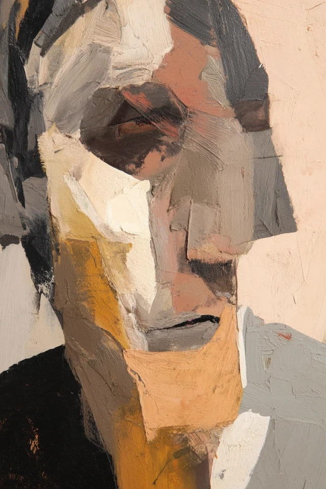 Abstract Woman Head Painting Thick Brushstrokes