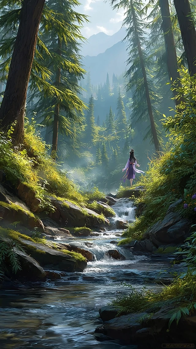 Fairy in Mountains Anime Illustration