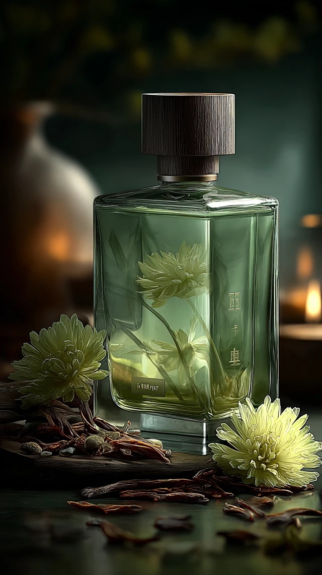 Tea Scented Perfume: Exquisite Glass and Wood Design