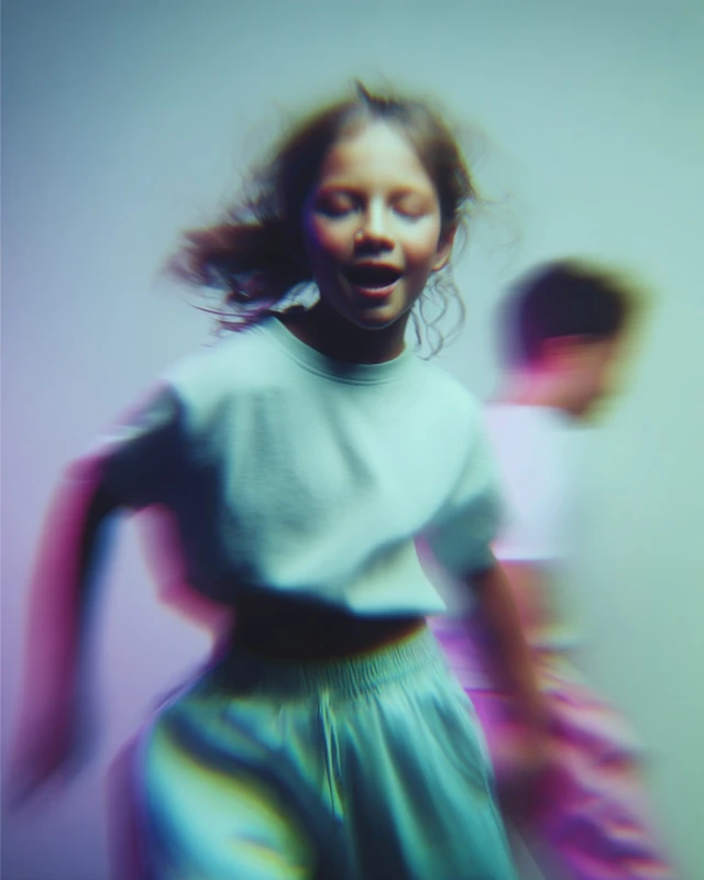Breakdancing Kids Energetic Motion Blur Portrait