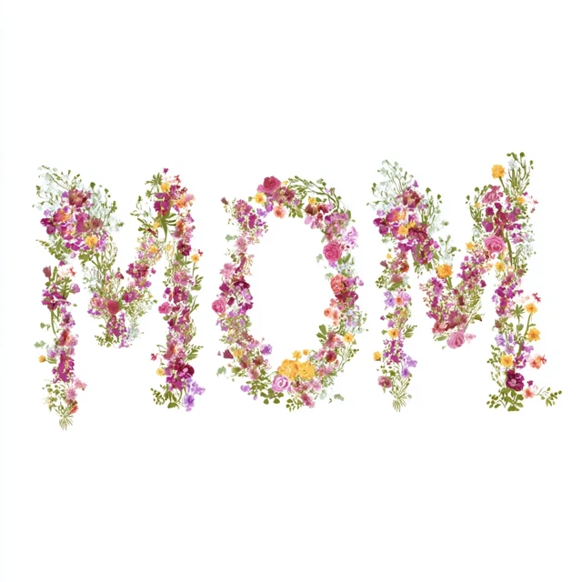 Cute Floral Mom Text Design for T-shirt