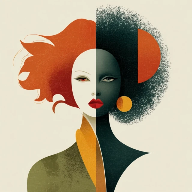 Whimsical Headshot Redhead Black Woman