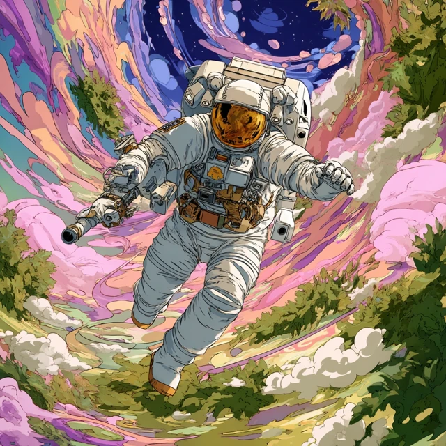 Astronaut in Space Fantasy Vector Art