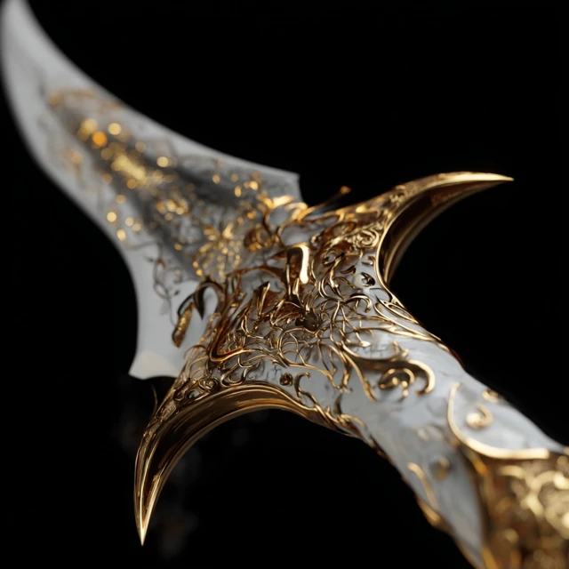 Elven Saber White and Gold Intricate Detailing