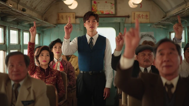 Train Scene Asian People Pointing