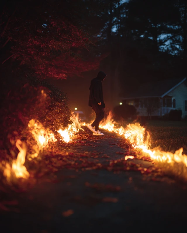 Walking Through Fire A Dramatic Photo