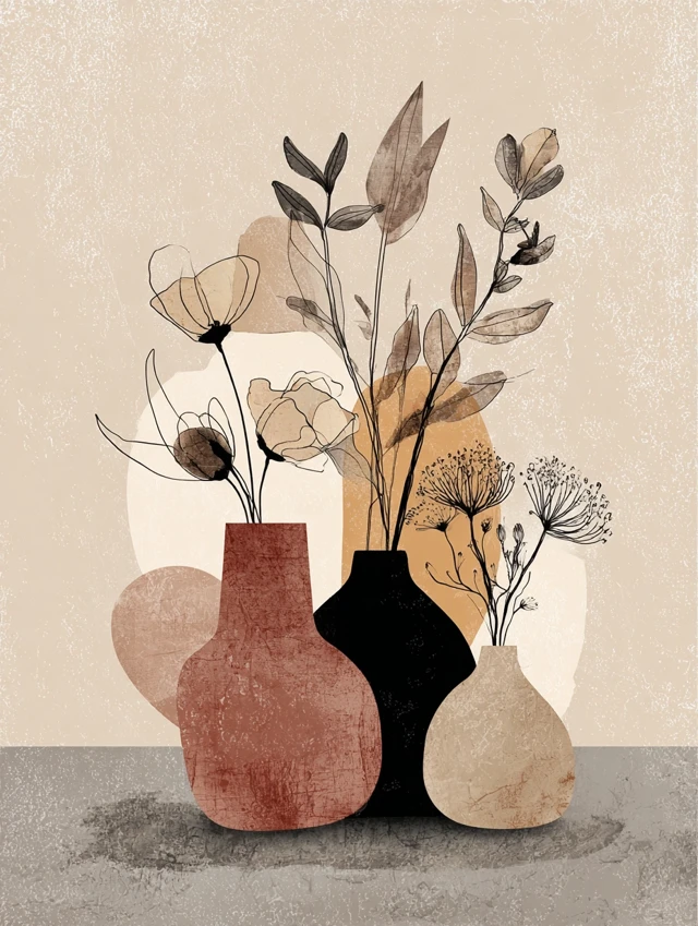 Hannah Hoch Inspired Vases and Flowers Art for Women