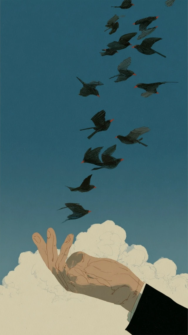 Open Hand Releasing Anxious Thoughts Illustration