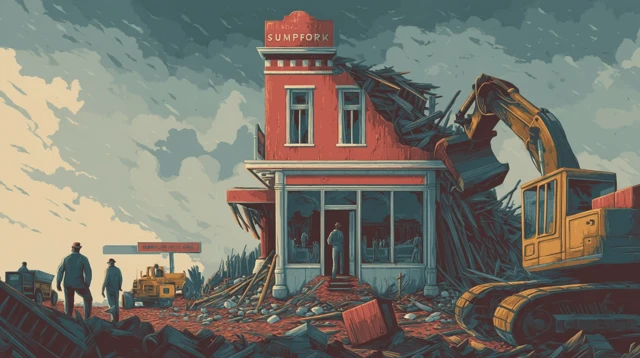 Art Deco Propaganda Small Business Demolition