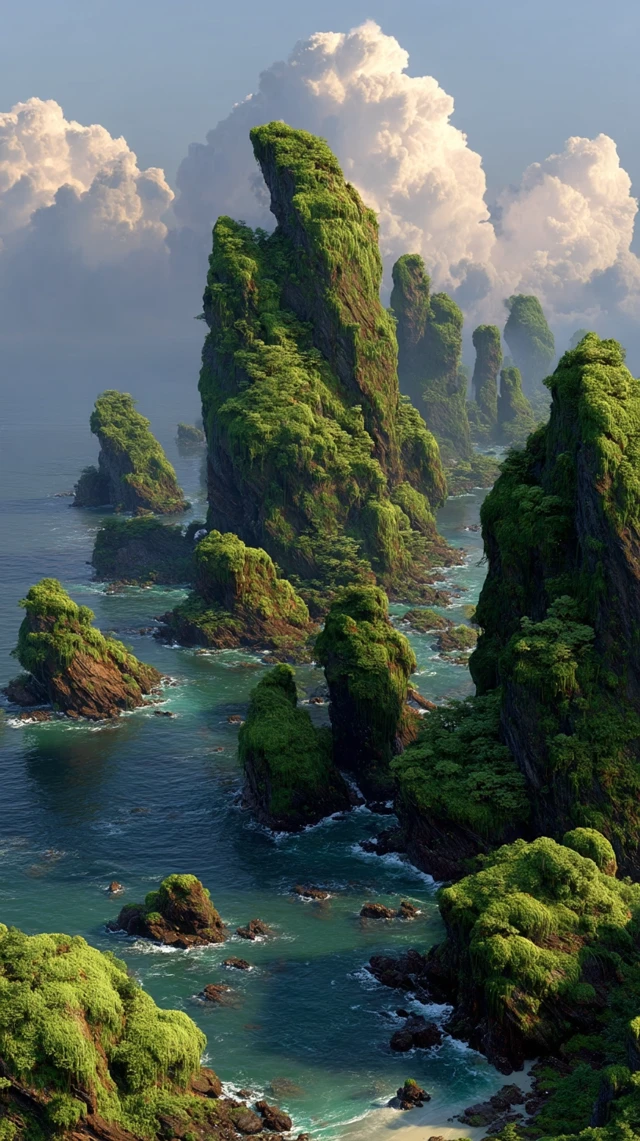 Mossy Maidens Islands Rising from the Sea