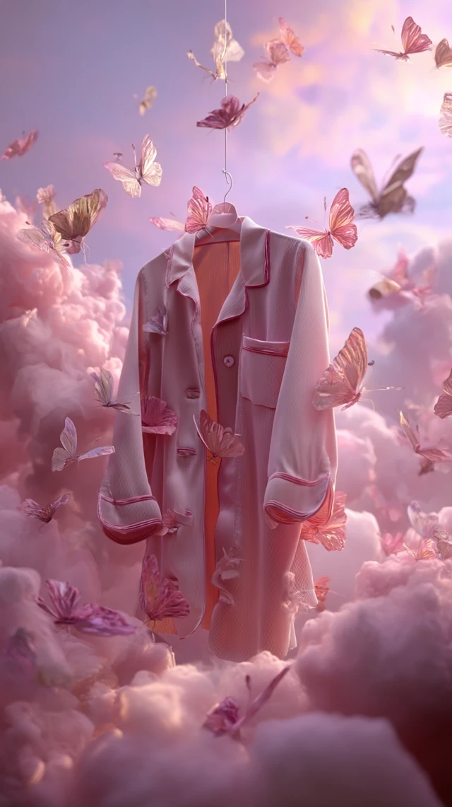 Dreamy Pajamas Floating in the Clouds with Butterflies