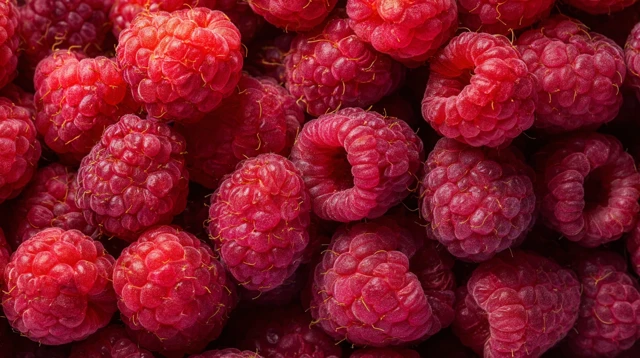 Fresh Ripe Raspberries Close Up Texture