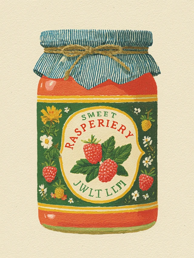 Vintage Raspberry Jam Illustration Cozy Sweet