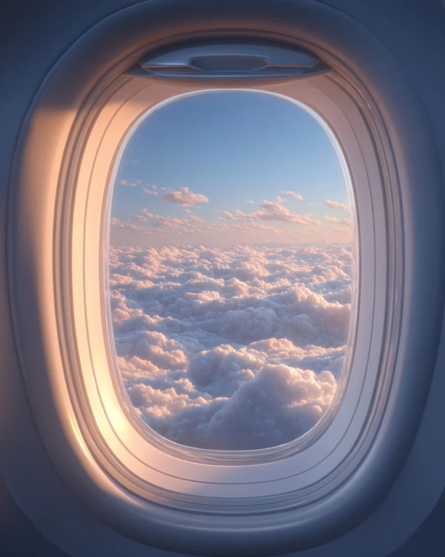Airplane Window View Sky Clouds Minimalist