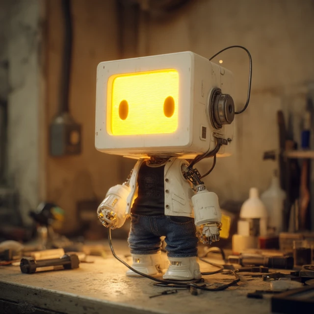 Small Robot in Lab Coat 3D Rendered