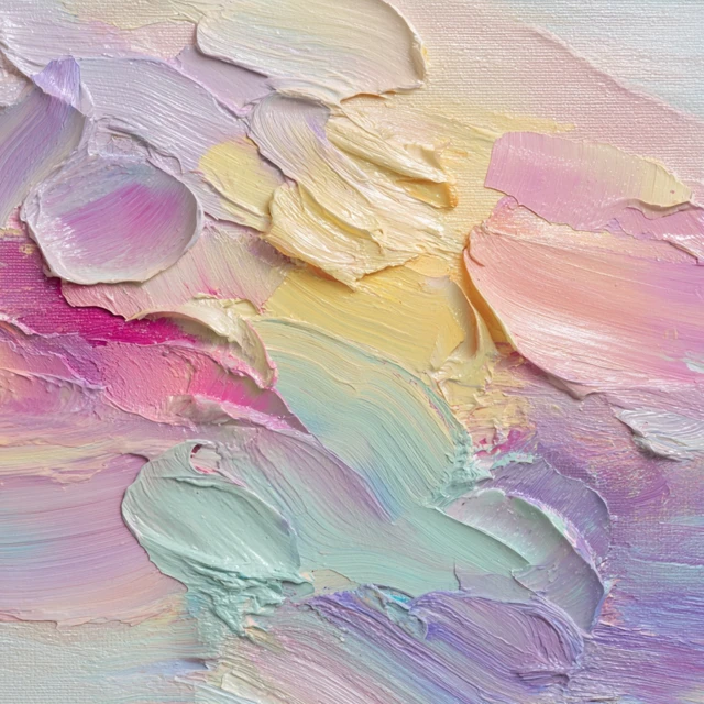Abstract Pastel Painting Yellow Pink Mint Purple