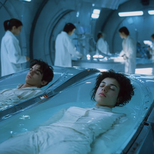Futuristic Laboratory Sleeping Pods Scene