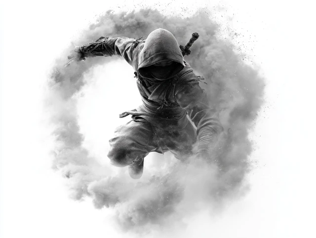 Celestial Ninja in Action Vector Art Hyper Detailed