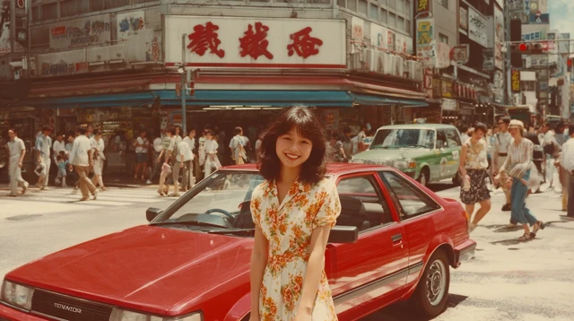1980s Tokyo Street Scene Honda Integra Woman