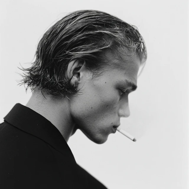 Vintage Photo Young Man Smoking