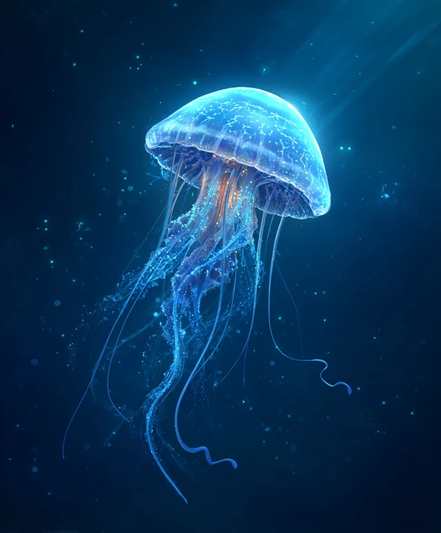 Jellyfish in Space Glowing Illustration