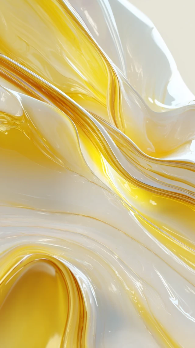Abstract Liquid Metal Art in Yellow and White