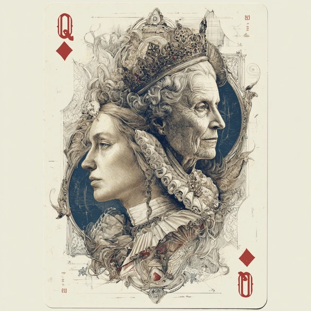 Queen of Diamonds Playing Card Art