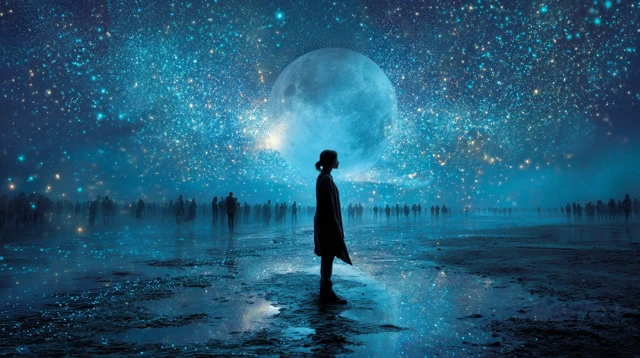 Dreamlike Scene Under a Starry Night Sky