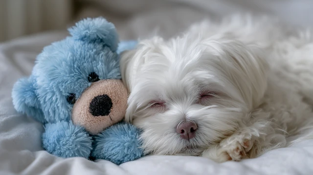Sleeping Puppy and Teddy Bear Cuteness