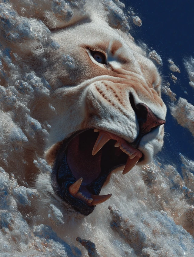 Surreal Lion in Cloud Fantasy Art 8k UHD