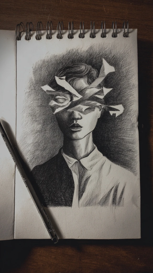 Surrealist Hourglass Art Sketching