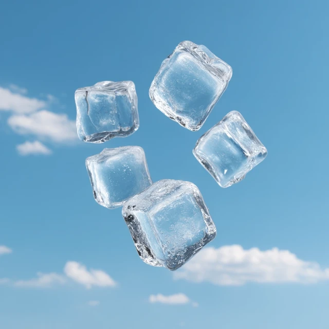 Ice Cubes Floating in Sky Refreshing Cool Image