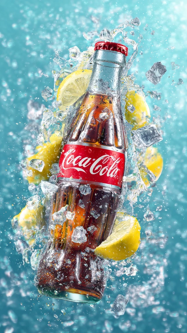 Coca Cola Refreshing Drink with Ice and Lemon Summer Vibes