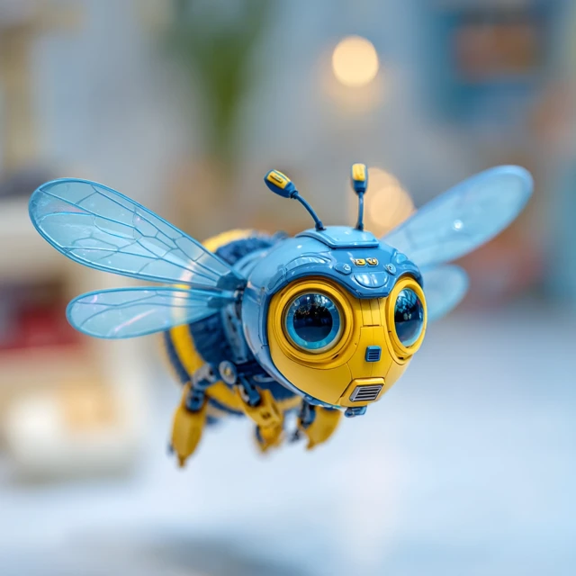Pixar Style 3D Blue Bumblebee Illustration