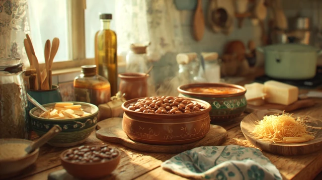 Mexican Cuisine Beans with Cheese Dish Cinematographic