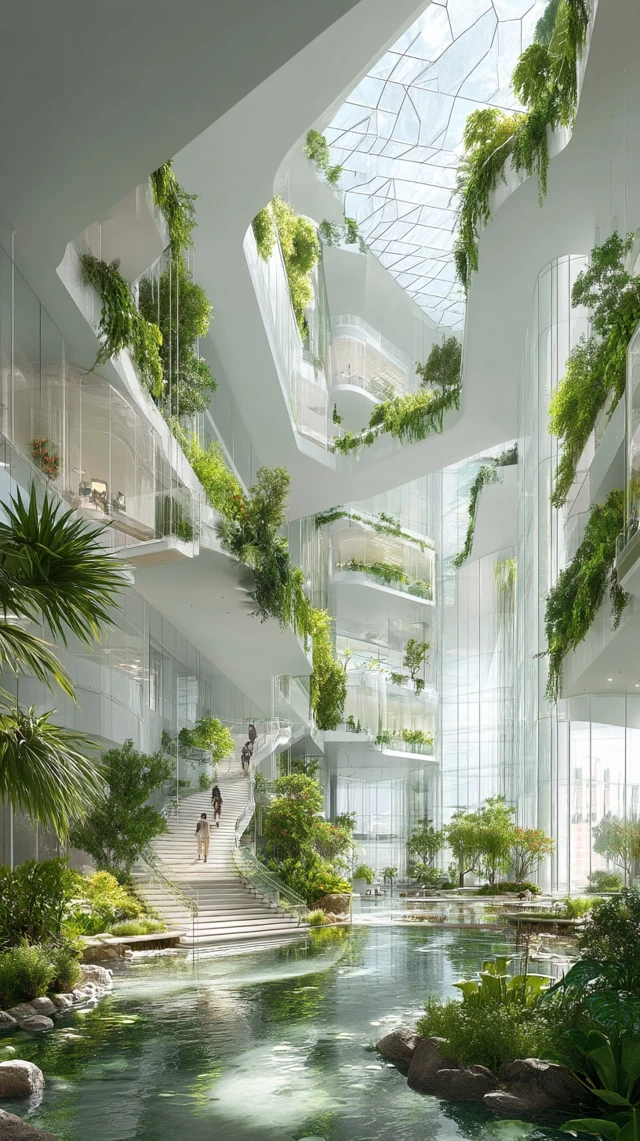 Future Tech Library with Greenery Architecture
