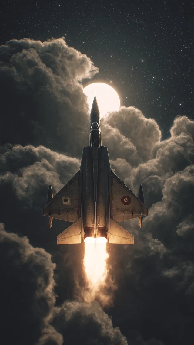 Pakistani Fighter Jet Soaring Through The Night Sky