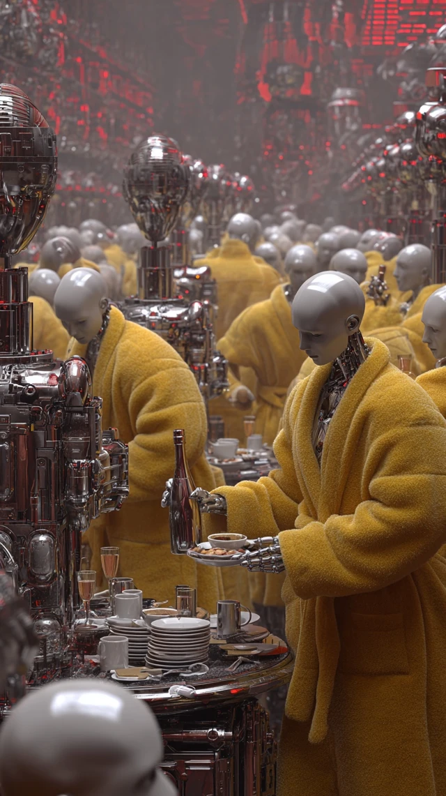 Robots Drinking Champagne A Futuristic Celebration