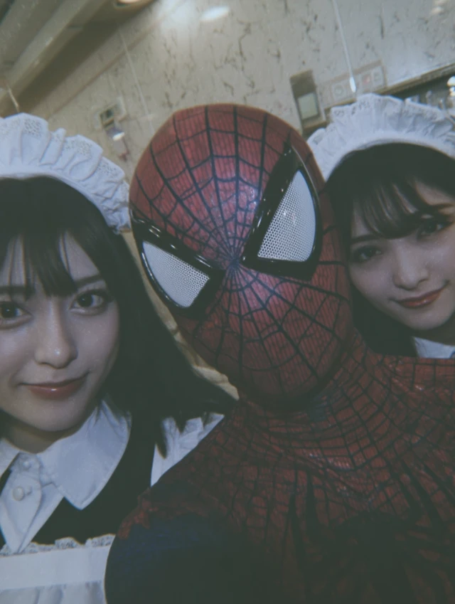 Spider-Man Selfie with Japanese Maids
