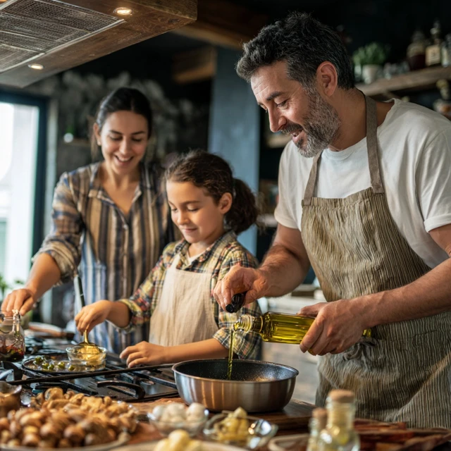 Happy Family Cooking in Kitchen Photo
