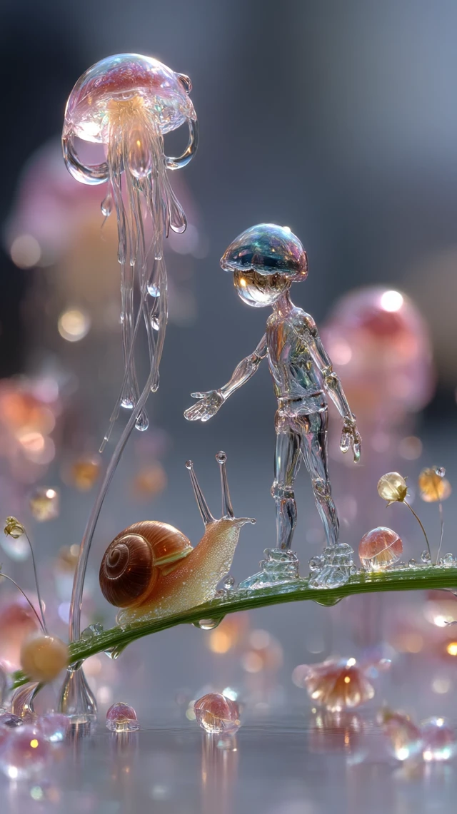 Waterman on Dewy Grass Surreal Fantasy Art