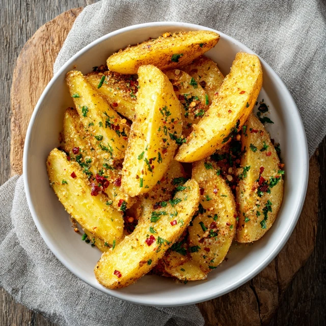 Golden Oven Baked Potato Wedges Food Photography