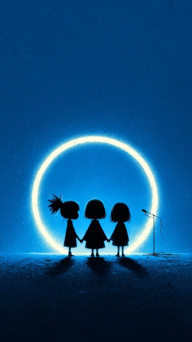 Silhouette Children Neon Ring Illustration